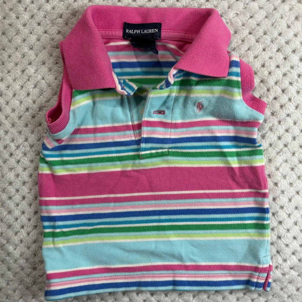 Vintage Y2K sleeveless striped Ralph Lauren polo girls size 12M